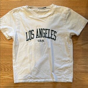 Brandy Melville White and Green Short Sleeve Tee
